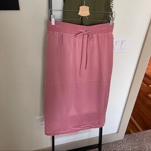 Dusty Rose Silky Midi Skirt